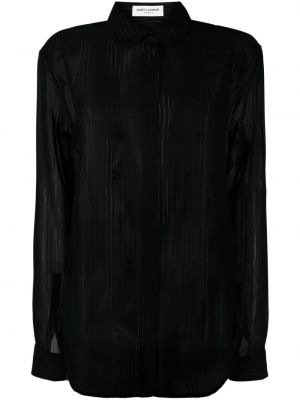 Chemise en soie à rayures Saint Laurent noir