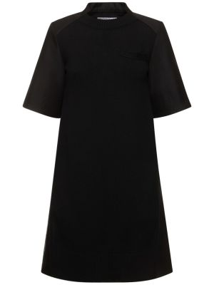 Mini vestido de algodón de punto Sacai negro