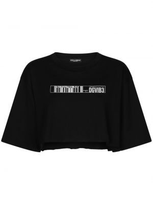 Kokvilnas crop topiņš ar apdruku Dolce & Gabbana Dgvib3 melns