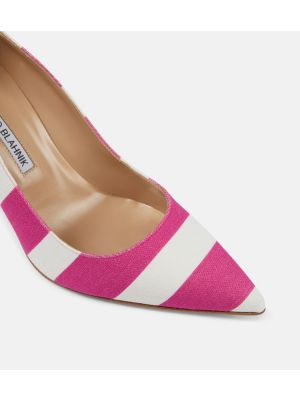 Полуотворени обувки на райета Manolo Blahnik розово