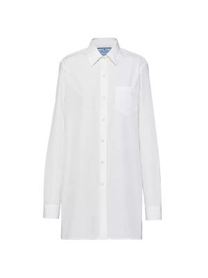 Платье-рубашка мини из поплина Prada белый