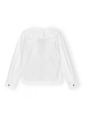 Bluzka bawełniana z dekoltem w serek Ganni biała