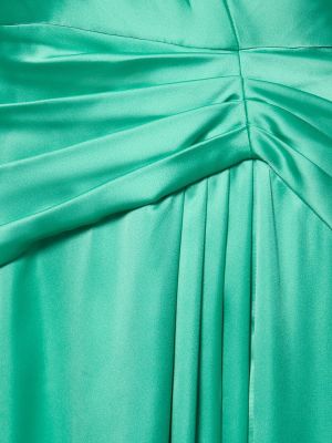 Satenska dolga obleka z draperijo Zuhair Murad zelena