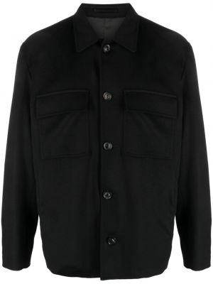 Vlnená košeľa Lardini čierna