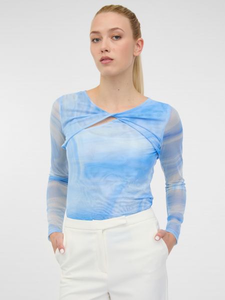 T-krekls ar garām piedurknēm ar garām piedurknēm Orsay zils