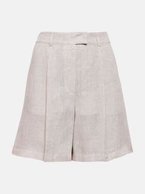Pantalones cortos de lino Brunello Cucinelli beige