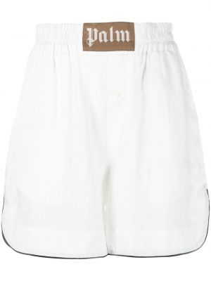 Pantaloni scurți de in Palm Angels alb