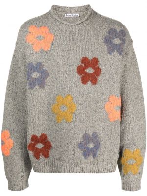 Džemperis ar ziediem Acne Studios pelēks