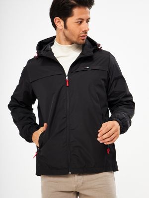 Ūdensizturīga jaka ar kapuci ar kabatām D1fference melns