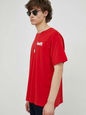 Памучна тениска с дълъг ръкав с принт Levi's® червено