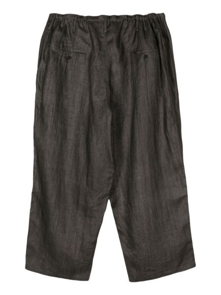 Lněné kalhoty Yohji Yamamoto černé