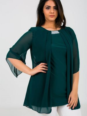 Блуза с мъниста от шифон By Saygı зелено