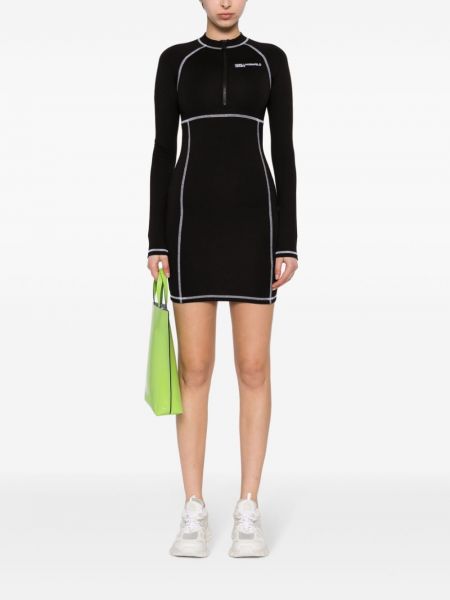 Haftowana sukienka mini z dżerseju Karl Lagerfeld Jeans czarna