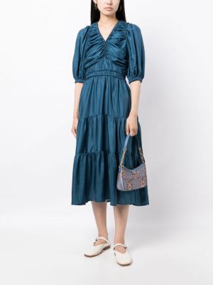 Drapované midi šaty Sea modré