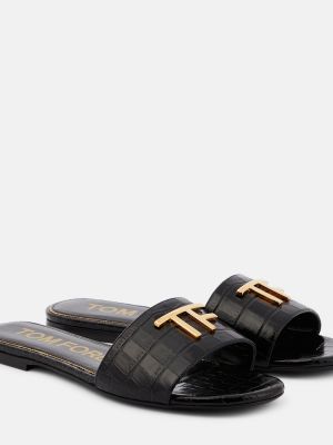 Sandalias de cuero Tom Ford negro