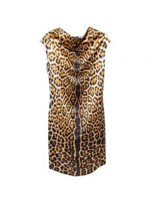 Satynowa sukienka Yves Saint Laurent Vintage brązowa