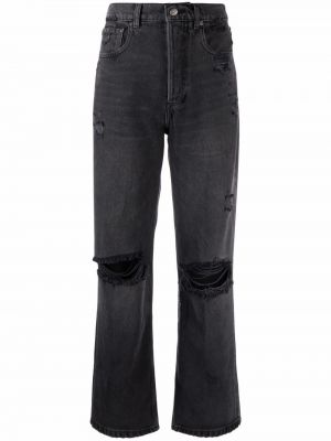 Viseltes hatású egyenes szárú farmernadrág Boyish Jeans fekete