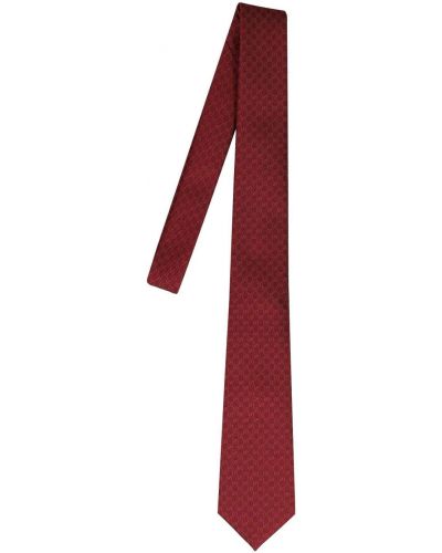 Jedwabny krawat z nadrukiem Gucci czerwony