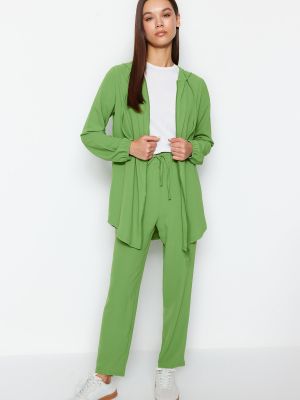 Pletené nohavice s kapucňou Trendyol zelená