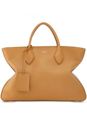 Kožená nákupná taška s potlačou Ferragamo hnedá
