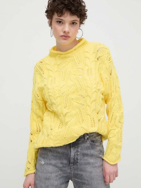 Sweter bawełniany Desigual żółty