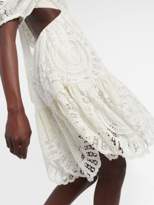 Krajkové bavlněné šaty Zimmermann bílé