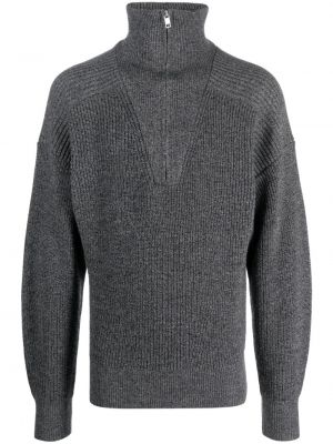 Vlněný svetr na zip Marant šedý