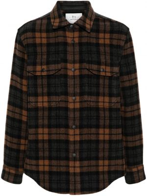 Bombažna srajca s karirastim vzorcem Woolrich rjava