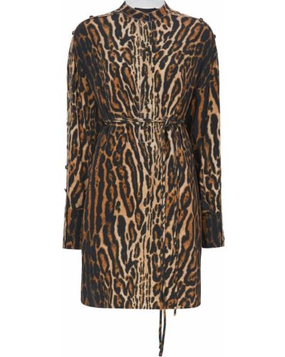 Crepe leopard trykt kjole med krage Proenza Schouler brun