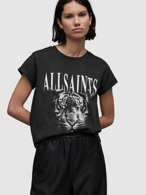 Памучна тениска Allsaints черно