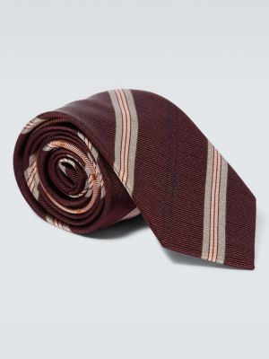 Cravată din satin de mătase Dries Van Noten bordo