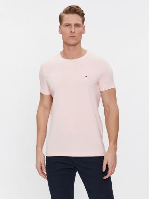 Slim fit priliehavé tričko Tommy Hilfiger ružová