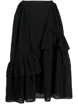 Midi sukňa s volánmi Cecilie Bahnsen čierna