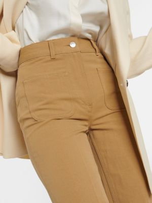 Bavlněné lněné rovné kalhoty relaxed fit Loro Piana béžové