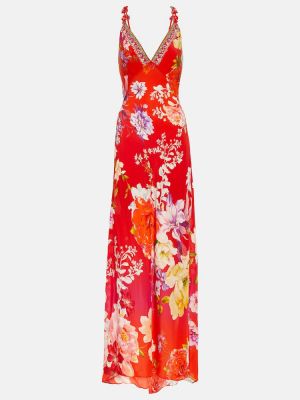 Svilena maksi haljina s cvjetnim printom Camilla