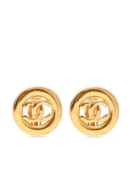 Boucles d'oreilles à clips à boutons Chanel Pre-owned doré