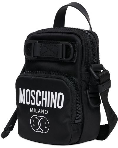 Nylónová crossbody kabelka s potlačou Moschino čierna
