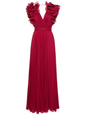 Plisseeritud volangitud sifonki maksikleit Elie Saab
