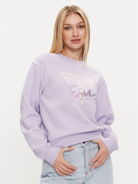 Laza szabású pulóver Guess lila