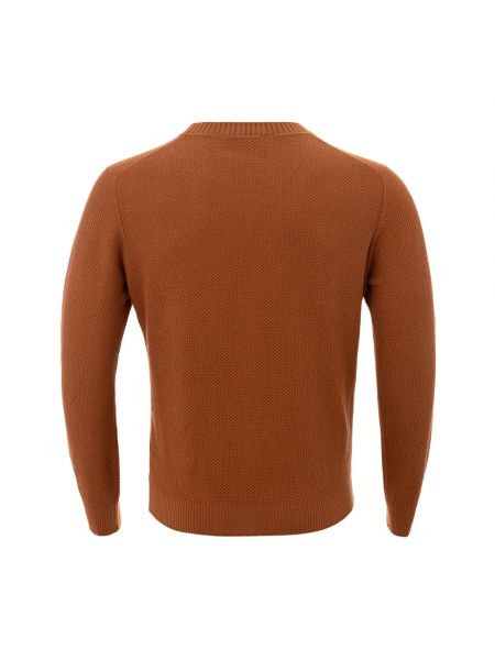 Sweter bawełniany z okrągłym dekoltem Gran Sasso brązowy