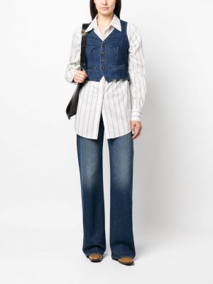 Kamizelka jeansowa z dekoltem w serek Polo Ralph Lauren niebieska