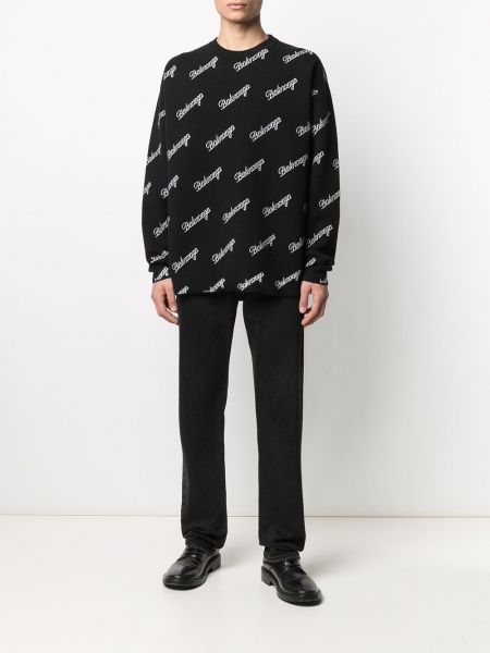 Žakarda vilnas džemperis Balenciaga melns