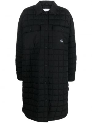 Prešívaný kabát na gombíky Calvin Klein Jeans čierna