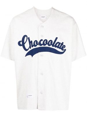 T-shirt mit geknöpfter Chocoolate grau