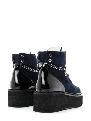 Semišové kotníkové boty na platformě Chanel Pre-owned