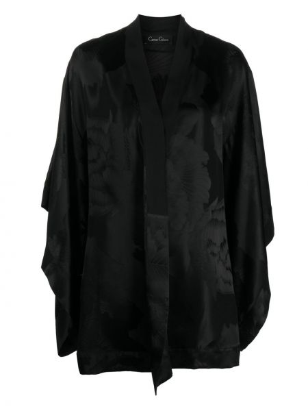 Jacquard svilena haljina s cvjetnim printom Carine Gilson crna