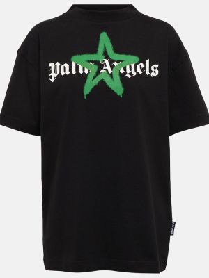 Bavlněné tričko s potiskem s hvězdami Palm Angels černé