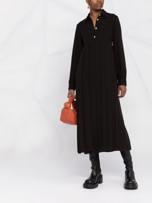 Plisované hedvábné šaty Salvatore Ferragamo černé