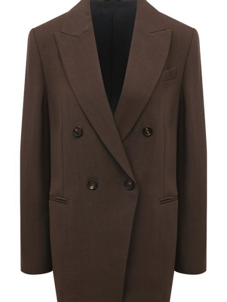 Льняной пиджак из вискозы Brunello Cucinelli коричневый