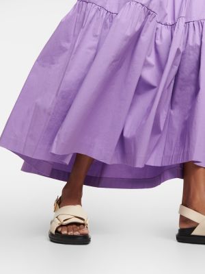 Bavlnená dlhá sukňa Staud fialová
